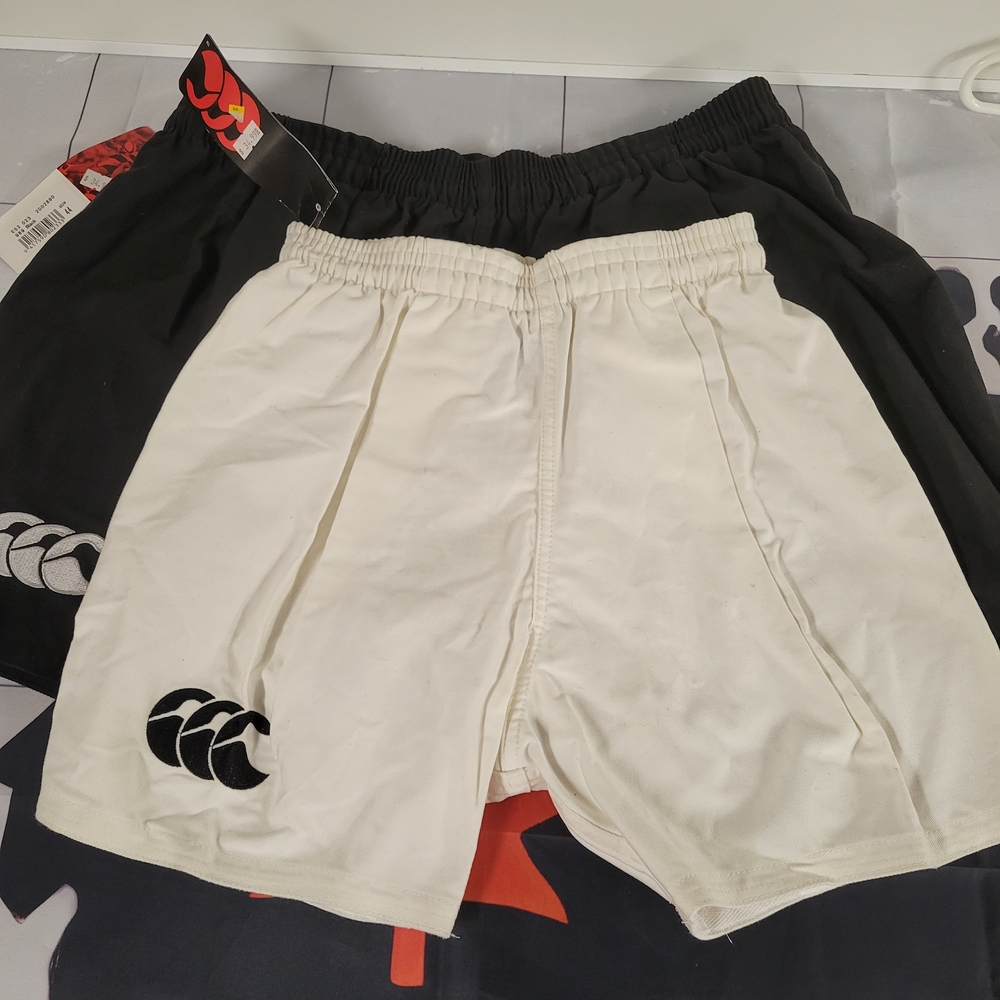 Canterbury Rugby Shorts Bundle: Black And Cream, Size 44 And 28.
